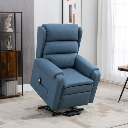 Lift Chair for Elderly, Power Chair Recliner with Footrest, Remote Control, Side Pockets for Living Room, Blue Electric Power Lift Chairs   at Gallery Canada