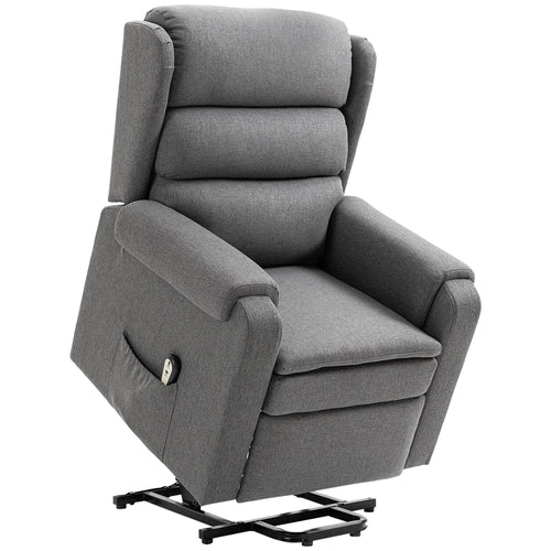 Lift Chair for Elderly, Power Chair Recliner with Footrest, Remote Control, Side Pockets for Living Room, Grey