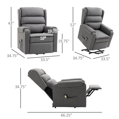 Lift Chair for Elderly, Power Chair Recliner with Footrest, Remote Control, Side Pockets for Living Room, Grey Electric Power Lift Chairs Dark Grey  at Gallery Canada