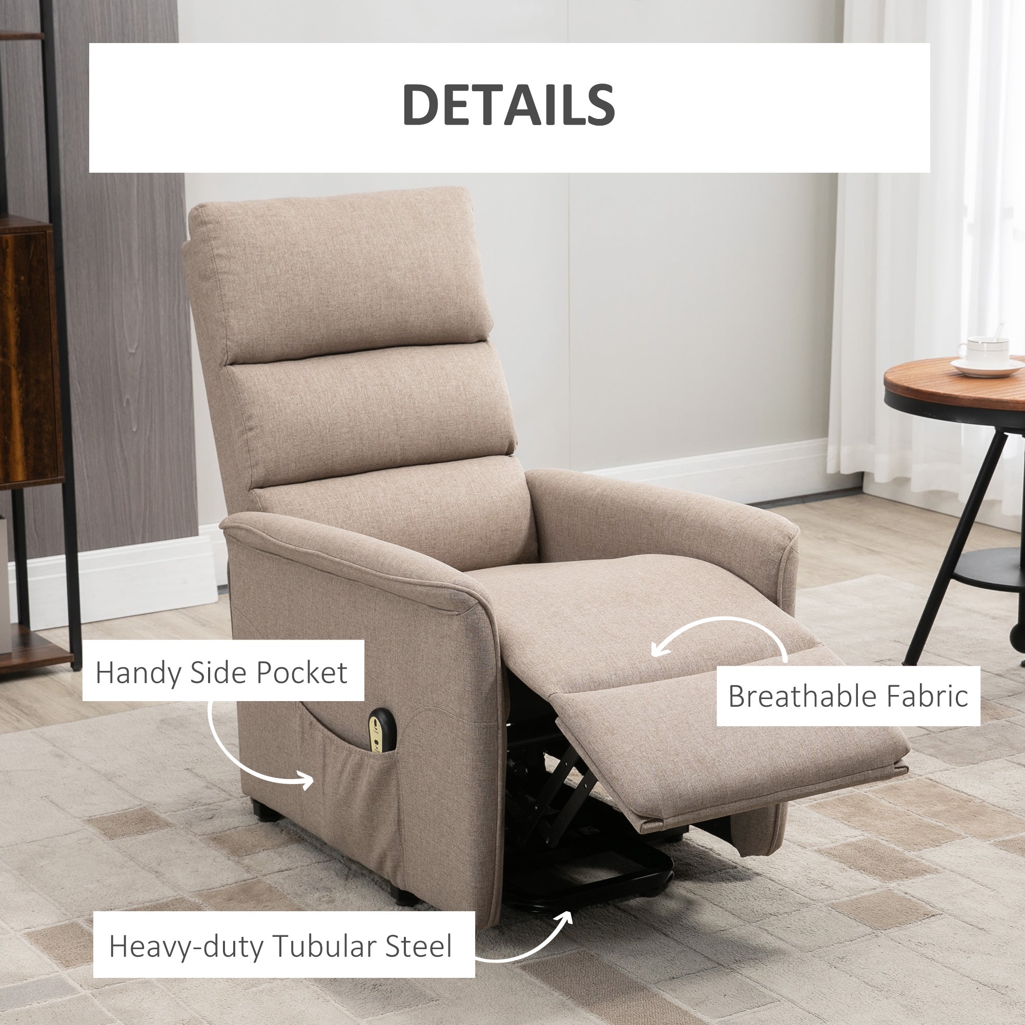 Lift Chair for Elderly, Power Chair Recliner with Remote Control, Side Pockets for Living Room, Brown Electric Power Lift Chairs   at Gallery Canada