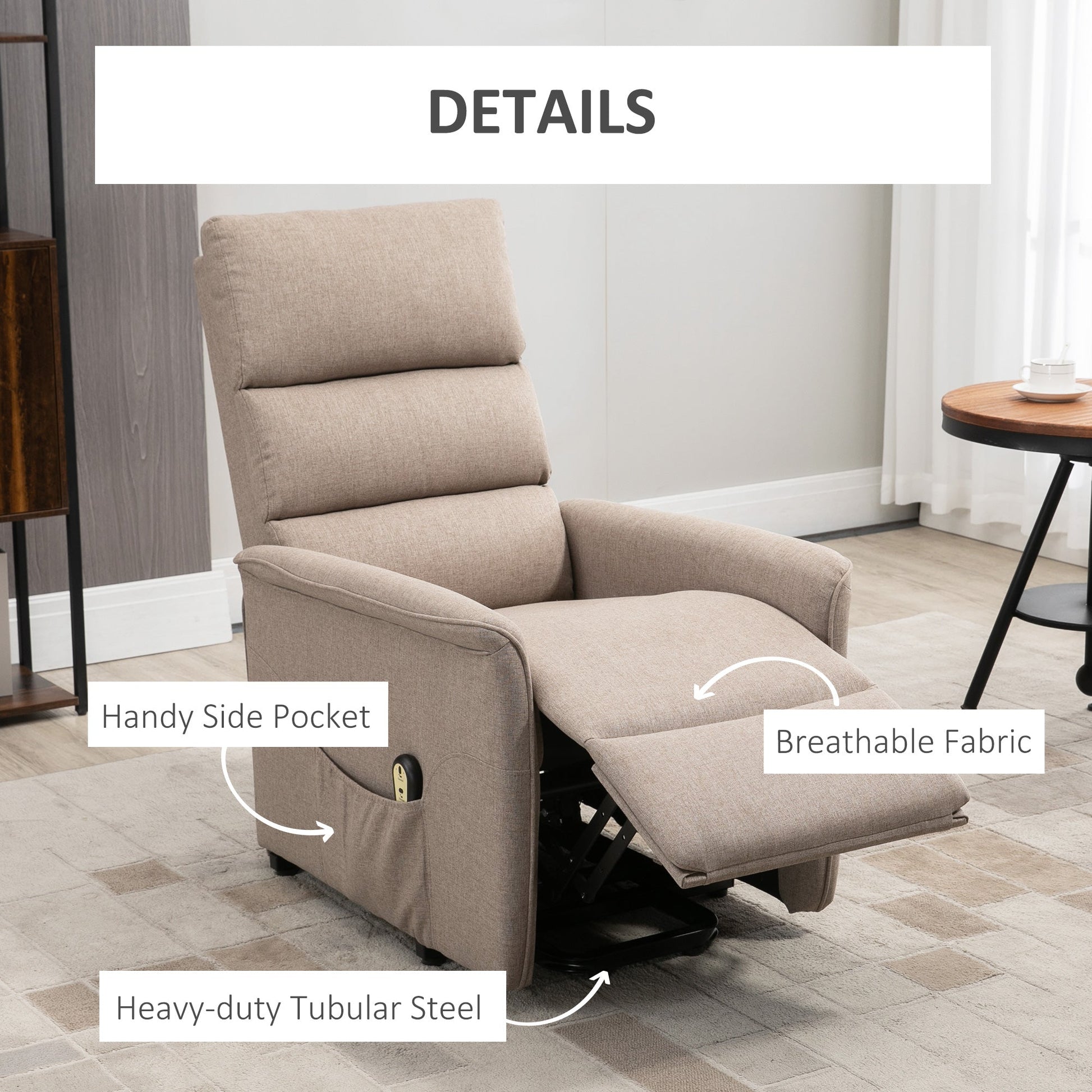 Lift Chair for Elderly, Power Chair Recliner with Remote Control, Side Pockets for Living Room, Brown Electric Power Lift Chairs   at Gallery Canada