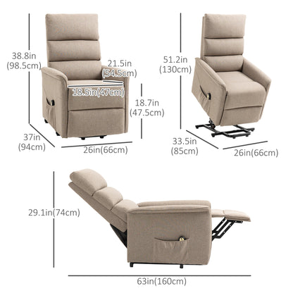 Lift Chair for Elderly, Power Chair Recliner with Remote Control, Side Pockets for Living Room, Brown Electric Power Lift Chairs   at Gallery Canada