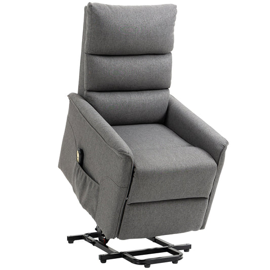 Lift Chair for Elderly, Power Chair Recliner with Remote Control, Side Pockets for Living Room, Dark Grey Electric Power Lift Chairs Dark Grey  at Gallery Canada