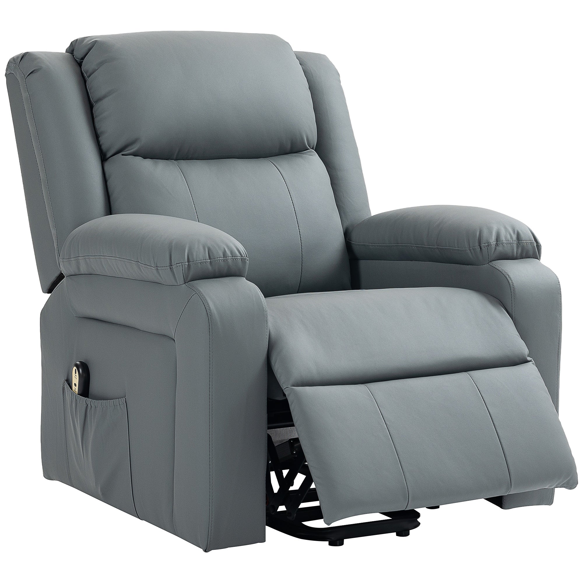 Lift Chair for Seniors, PU Leather Upholstered Electric Recliner Chair with Remote, Side Pockets, Quick Assembly, Grey Electric Power Lift Chairs   at Gallery Canada