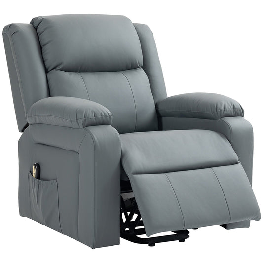 Lift Chair for Seniors, PU Leather Upholstered Electric Recliner Chair with Remote, Side Pockets, Quick Assembly, Grey Electric Power Lift Chairs Grey  at Gallery Canada