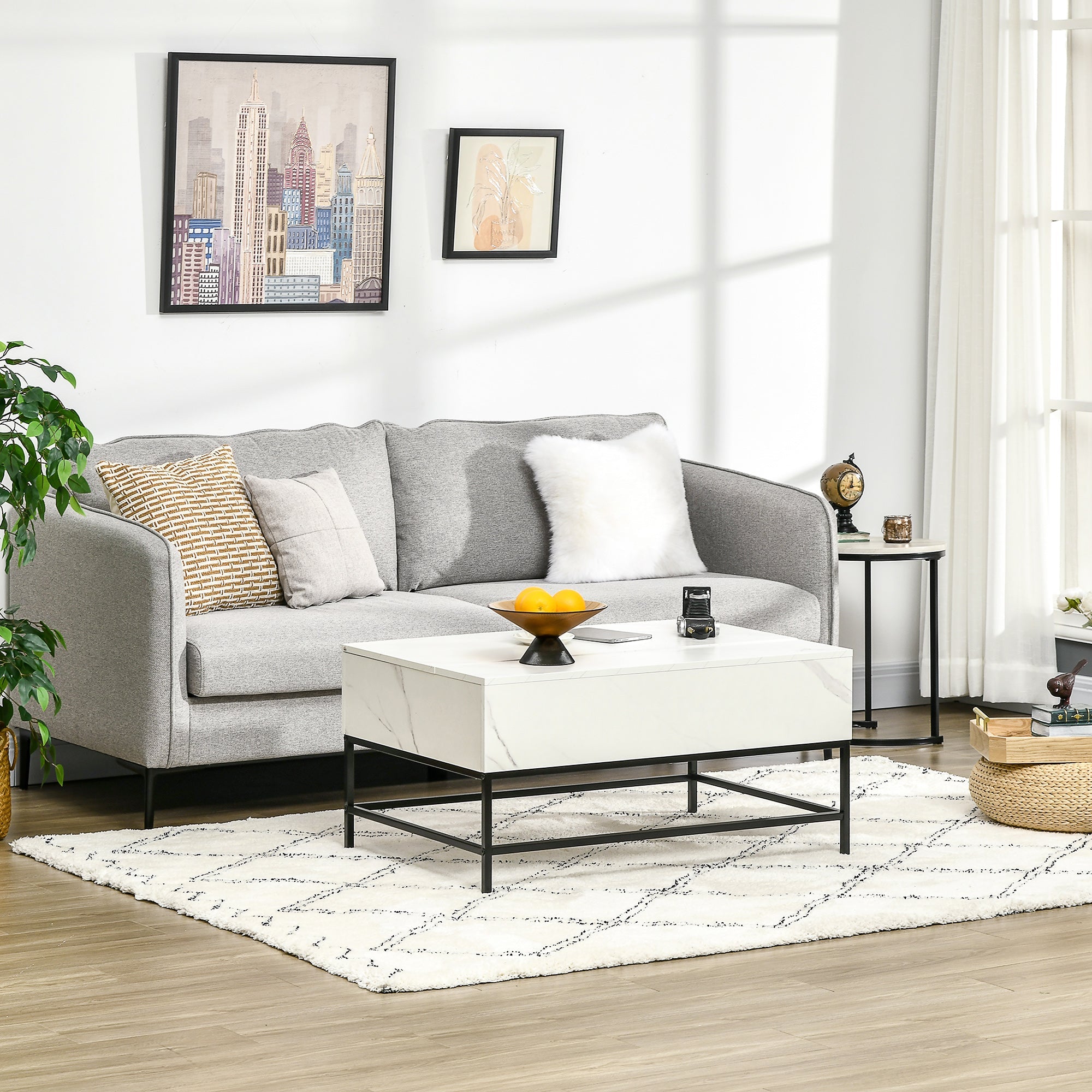 Lift Top Coffee Table with Hidden Storage Compartment Lift Tabletop Center Table for Living Room, White Coffee Tables   at Gallery Canada