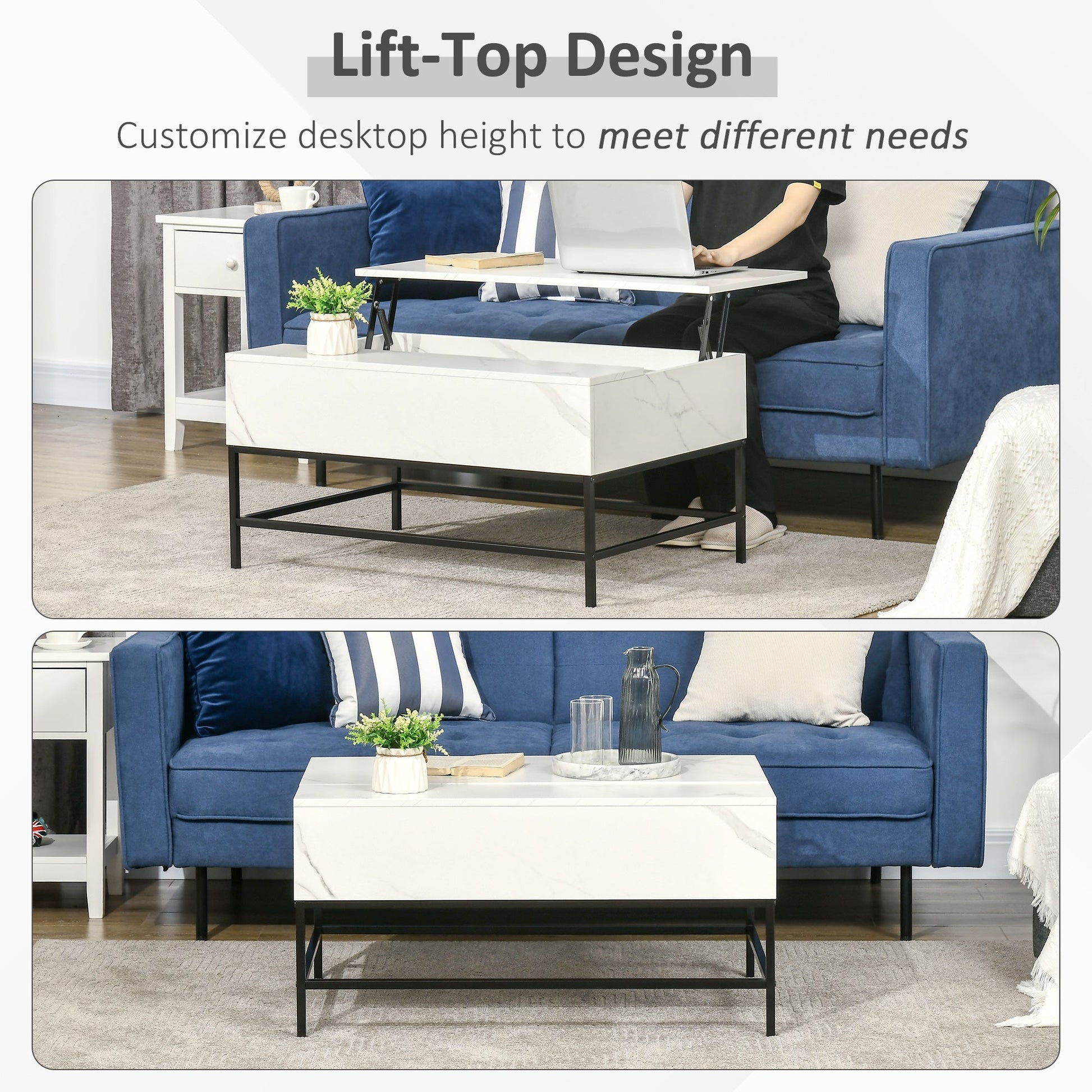 Lift Top Coffee Table with Hidden Storage Compartment Lift Tabletop Center Table for Living Room, White Coffee Tables   at Gallery Canada