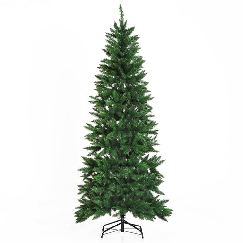 6.9ft Artificial Christmas Tree w/ Metal Stand Spruce Branch Tips Green