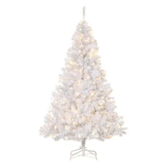 6FT Prelit Artificial Christmas Tree Warm White LED Light Holiday Home Xmas Decoration with Automatic Open, White - Gallery Canada