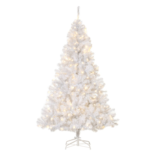 6FT Prelit Artificial Christmas Tree Warm White LED Light Holiday Home Xmas Decoration with Automatic Open, White