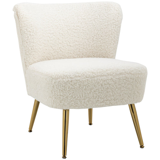 Lounge Chair for Bedroom Living Room Chair with Soft Upholstery and Gold Legs White Accent Chairs White  at Gallery Canada