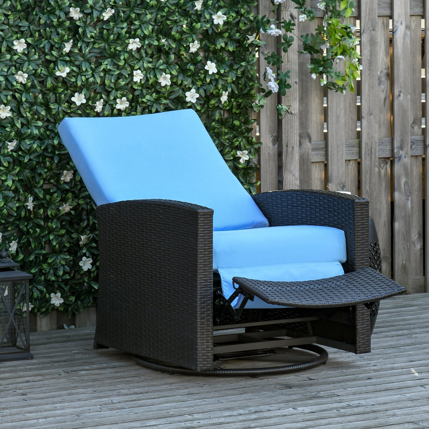 Outdoor Rattan Wicker Lounge Chair with Footrest &; Soft Cushion for Patio, Garden, Backyard Patio Chairs   at Gallery Canada