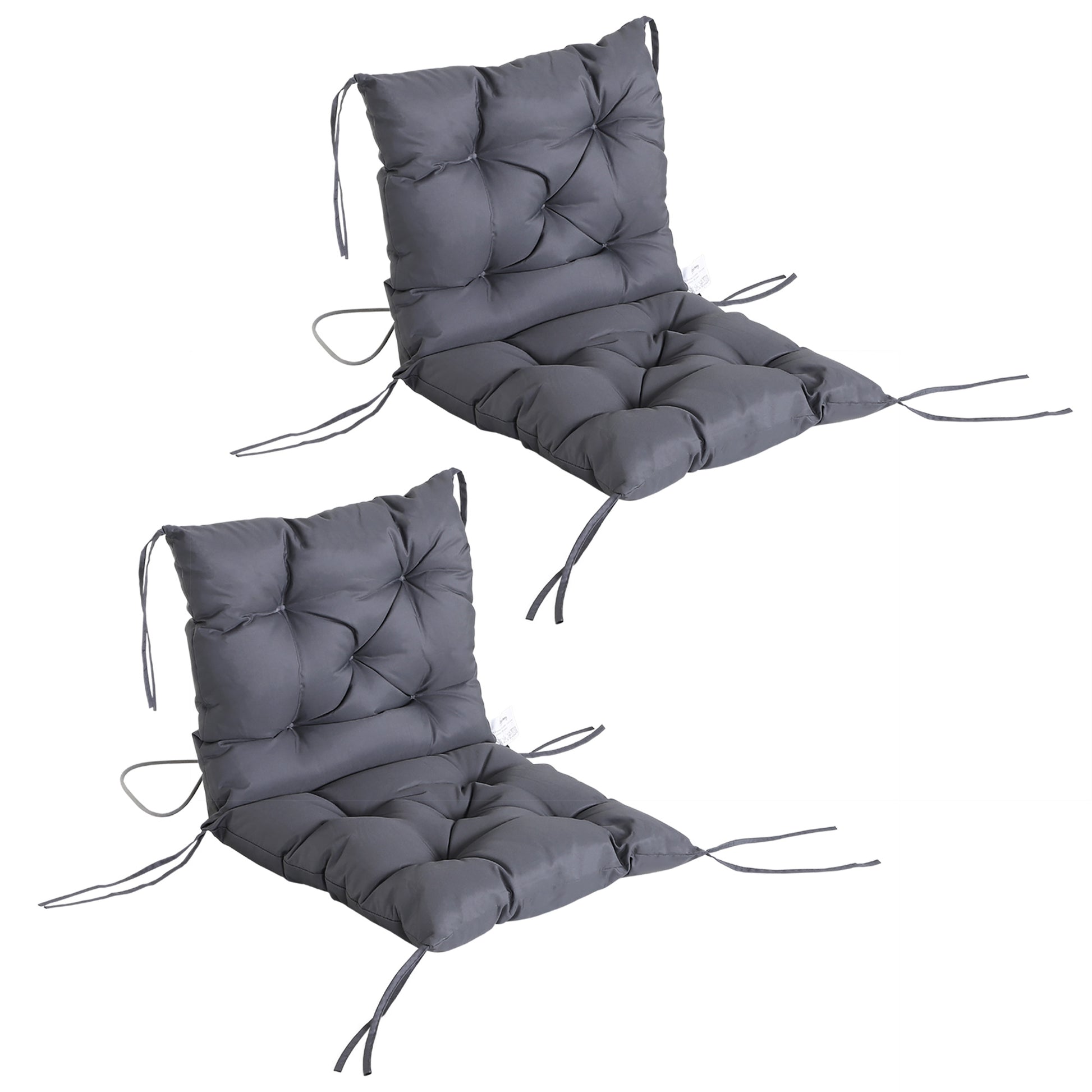 Set of 2 Garden Chair Cushions Comfortable Seat Pad with Backrest for Sunbeds, Rocking Chairs, Loungers for Outdoor &; Indoor Use, Grey Patio Chair Cushions Dark Grey  at Gallery Canada