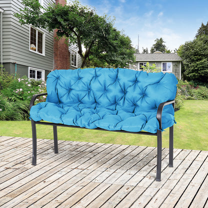 3-Seater Outdoor Bench Swing Chair Replacement Cushions with Backrest for Patio Garden, Turquoise Patio Chair Cushions   at Gallery Canada