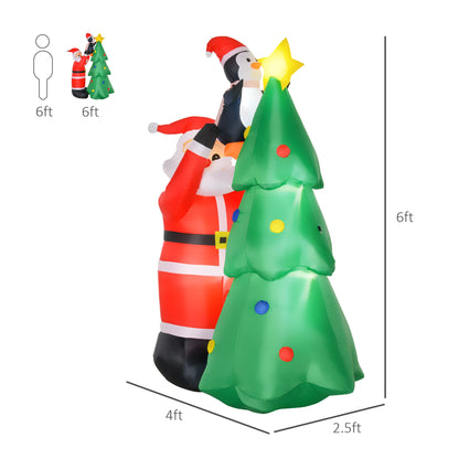 6ft Christmas Inflatable Tree with Santa Claus and Penguin Outdoor Decorations with Built-in white Lights Xmas Blow up Decor for Yard Lawn Garden Christmas Inflatables   at Gallery Canada