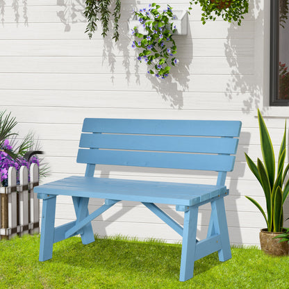 Wooden Garden Bench for Outdoor, 2-person Patio Bench, Loveseat Furniture for Lawn, Deck, Yard, Porch and Entryway, Blue Outdoor Benches   at Gallery Canada