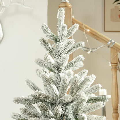 5ft Artificial Snow-Flocked Tree Holiday Home Indoor Christmas Decoration with Metal Feet, Green Flocked Christmas Trees   at Gallery Canada