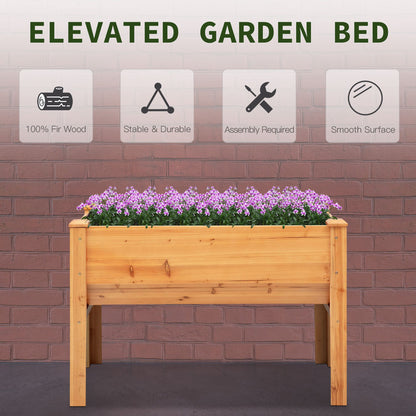 49'' x 24'' x 32'' Wooden Raised Garden Plant Stand Outdoor Tall Flower Bed Box with Hooks, Nature Wood Color Elevated Garden Beds   at Gallery Canada