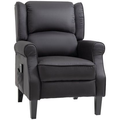 Wingback Massage Recliner Chair with Remote, Footrest, Side Pockets, Black Single Sofas   at Gallery Canada