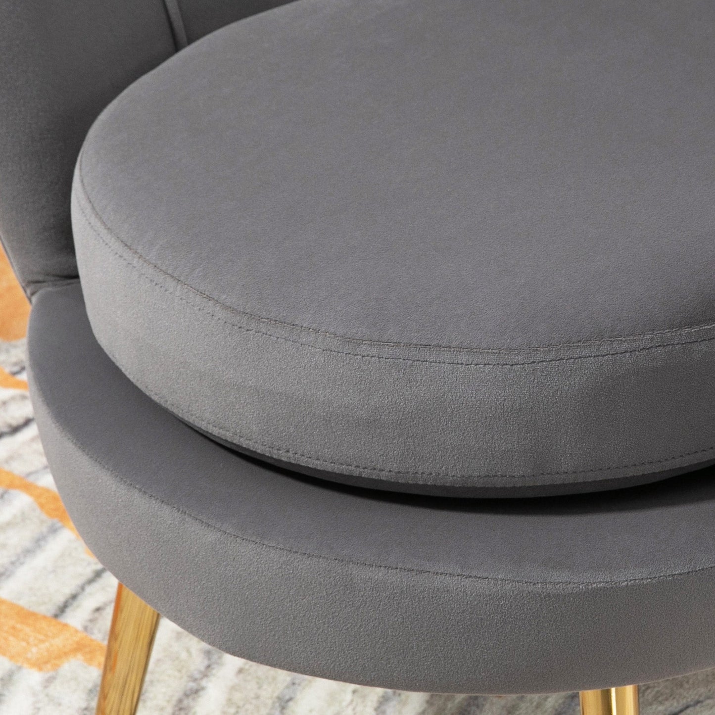 Modern Accent Chair, Velvet-Touch Fabric Leisure Club Chair with Gold Metal Legs for Bedroom, Grey Accent Chairs   at Gallery Canada