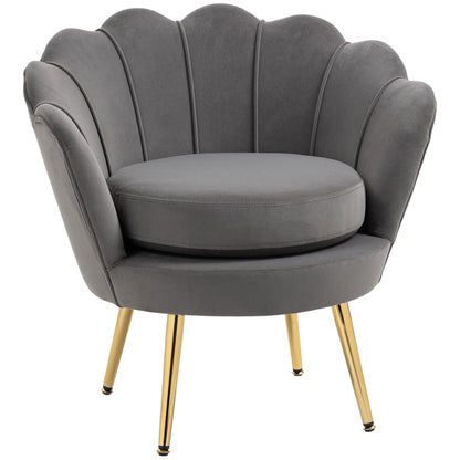 Modern Accent Chair, Velvet-Touch Fabric Leisure Club Chair with Gold Metal Legs for Bedroom, Grey Accent Chairs Multi Colour  at Gallery Canada