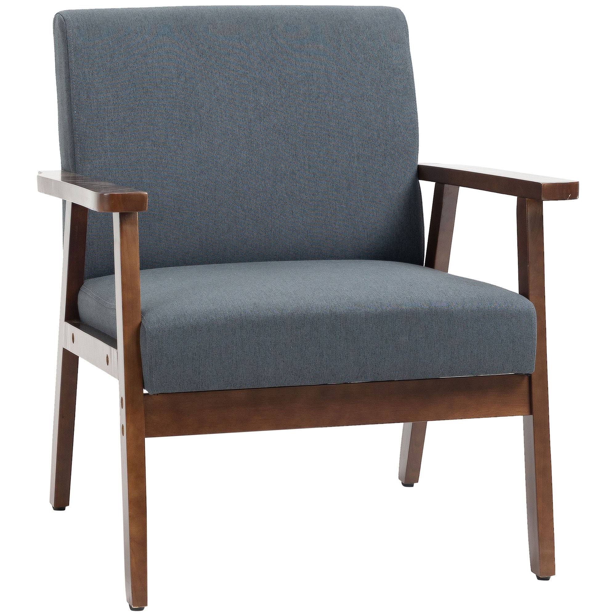 Modern Accent Chairs with Cushioned Seat, Upholstered Linen-Feel Armchair for Bedroom, Living Room, Dark Gray Accent Chairs Dark Grey  at Gallery Canada