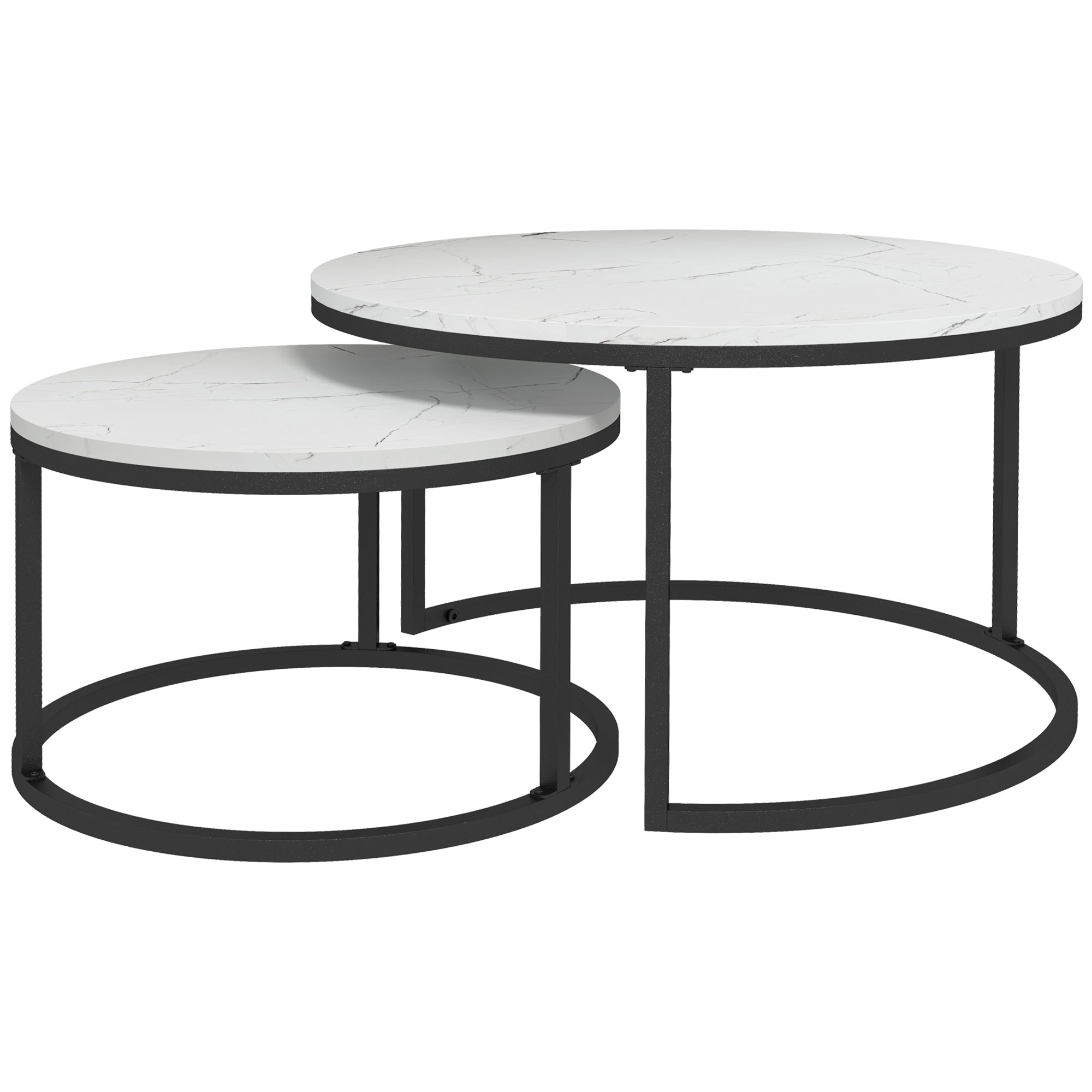 Modern Coffee Table Set of 2, Nesting Side Tables w/ Metal Base for Living Room Bedroom Office Coffee Tables Multi Colour  at Gallery Canada