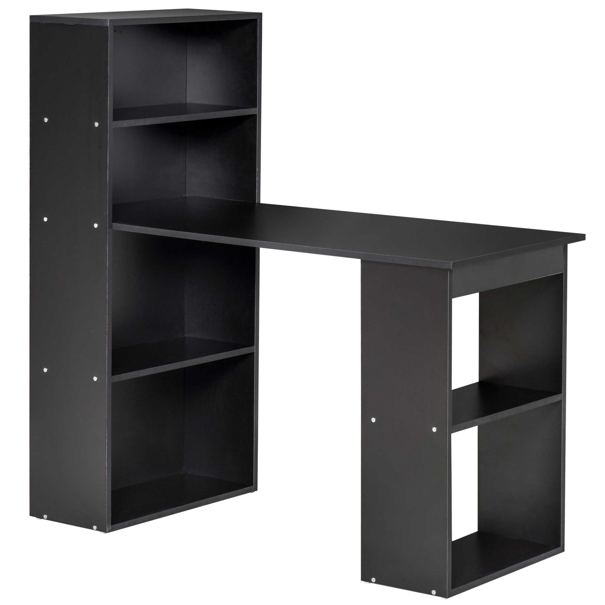 Modern Computer Desk with Storage Shelves, Writing Table Workstation with Bookshelf for Home Office, Black Writing Desks Black  at Gallery Canada