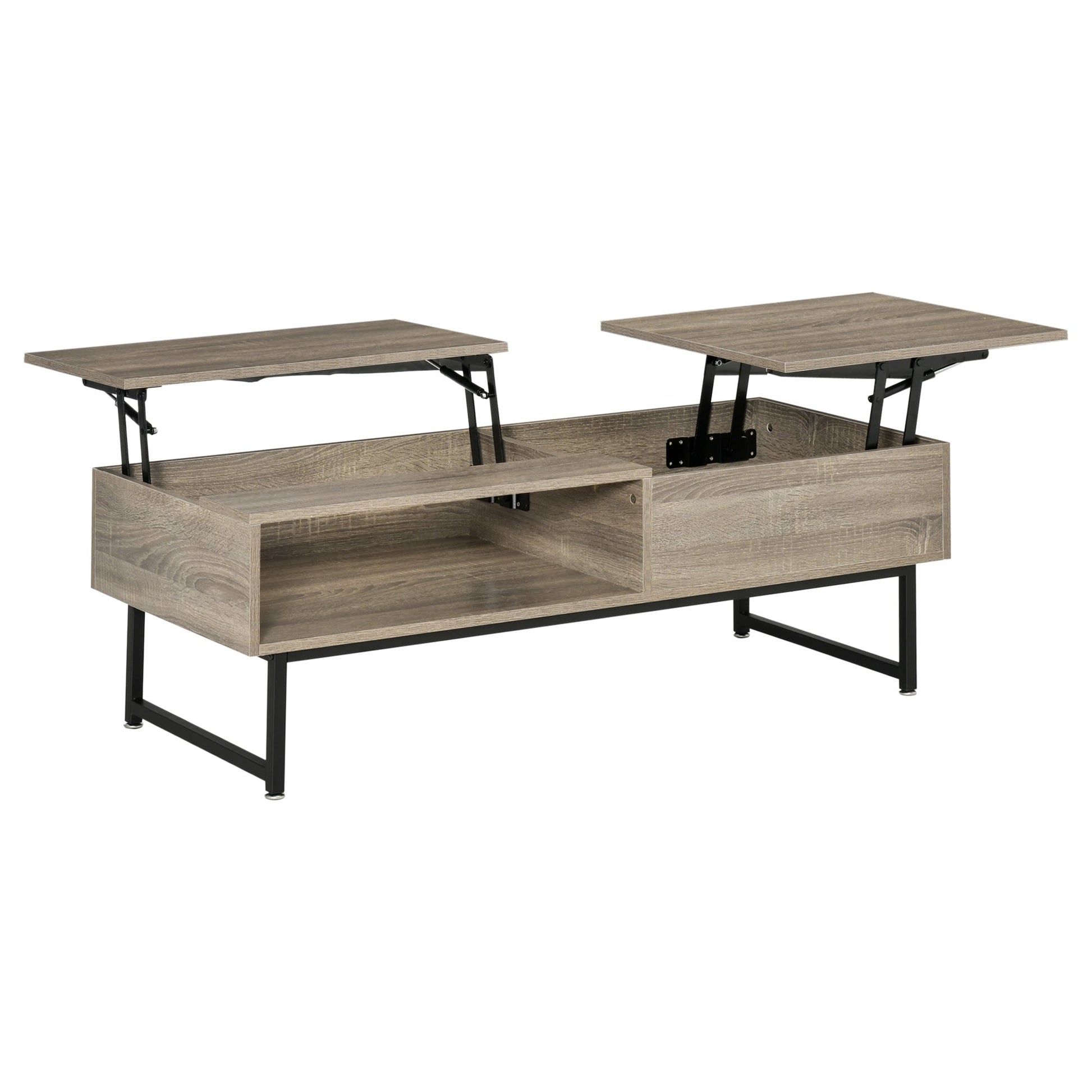 Modern Lift Top Coffee Table with Hidden Storage Compartment and Metal Frame, Convertible Console Tea Desk for Living Room, Grey Coffee Tables Grey  at Gallery Canada