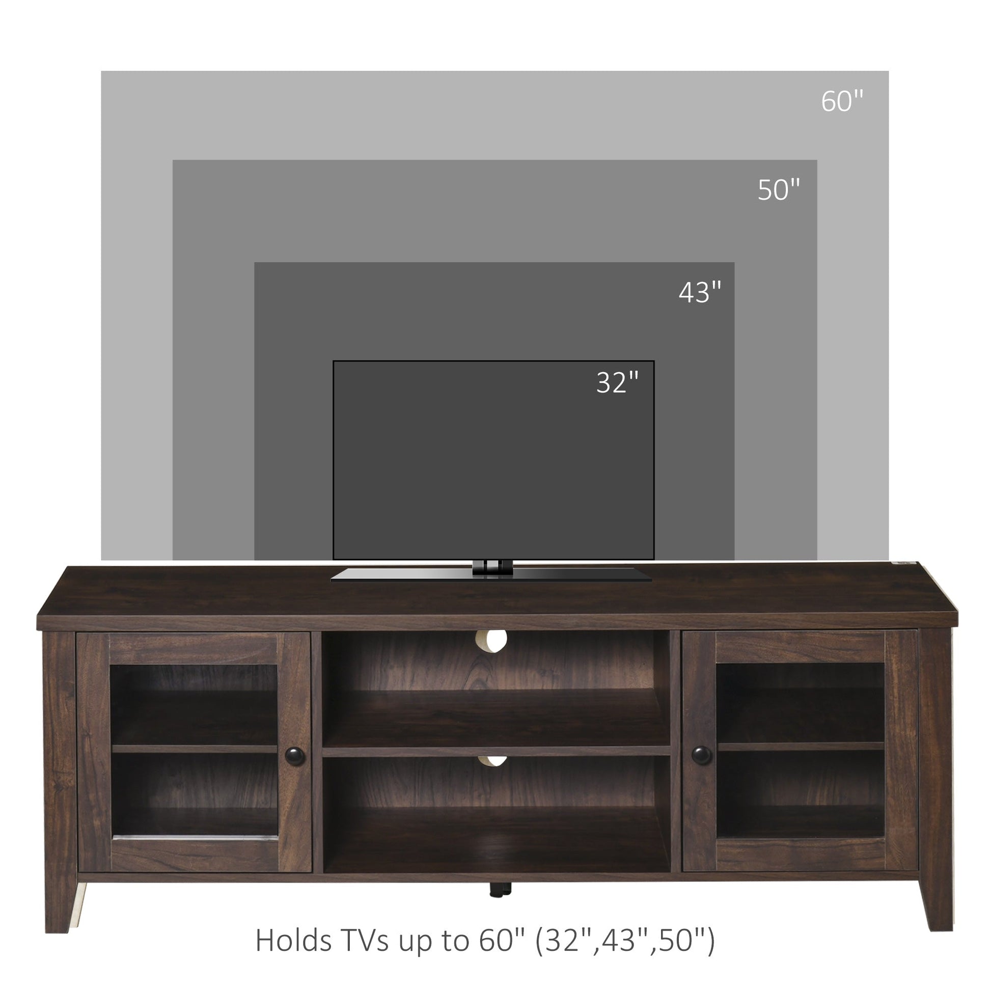 Modern TV Stand for TVs up to 60 inches, Wood TV Console Table with Storage Doors, Entertainment Center for Living Room, Bedroom, Office, Coffee - Gallery Canada