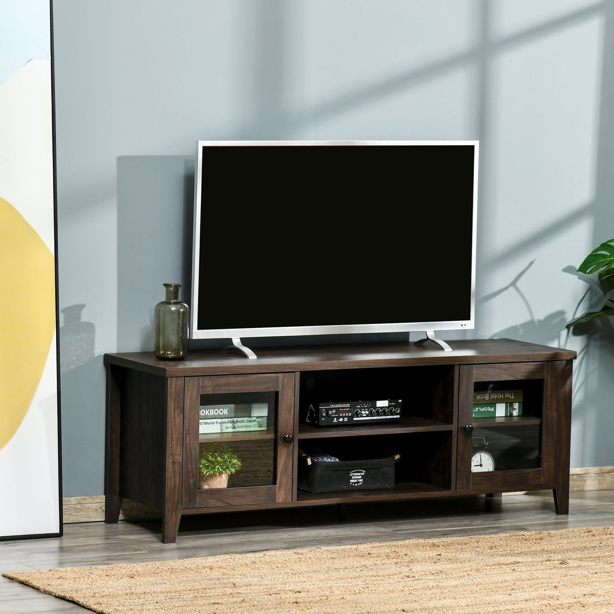 Modern TV Stand for TVs up to 60 inches, Wood TV Console Table with Storage Doors, Entertainment Center for Living Room, Bedroom, Office, Coffee TV Stands   at Gallery Canada