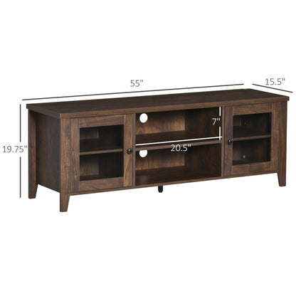 Modern TV Stand for TVs up to 60 inches, Wood TV Console Table with Storage Doors, Entertainment Center for Living Room, Bedroom, Office, Coffee - Gallery Canada