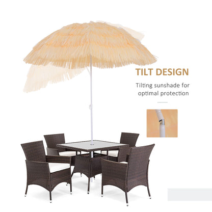 6FT Beach Umbrella Tilt Sunshade Height Adjustable Outdoor Market Patio Yard Crank Deck Sun Shade, Wheat Beach Umbrellas   at Gallery Canada