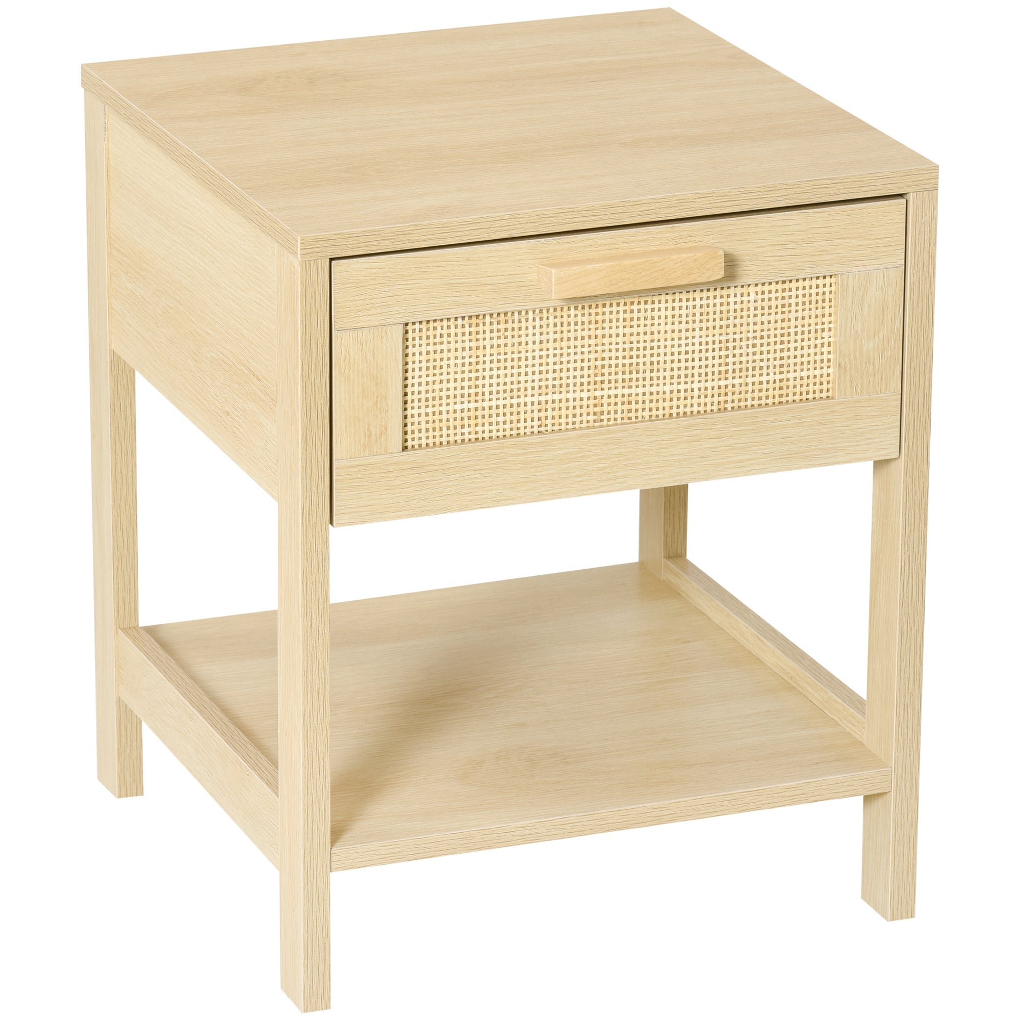 Narrow Nightstand, Bedside Table with Drawer and Storage Shelf for Bedroom, Natural Bedside Tables Natural  at Gallery Canada