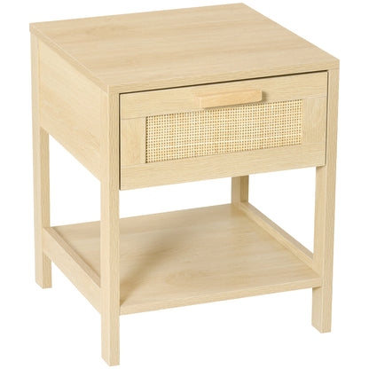 Narrow Nightstand, Bedside Table with Drawer and Storage Shelf for Bedroom, Natural Bedside Tables Natural  at Gallery Canada