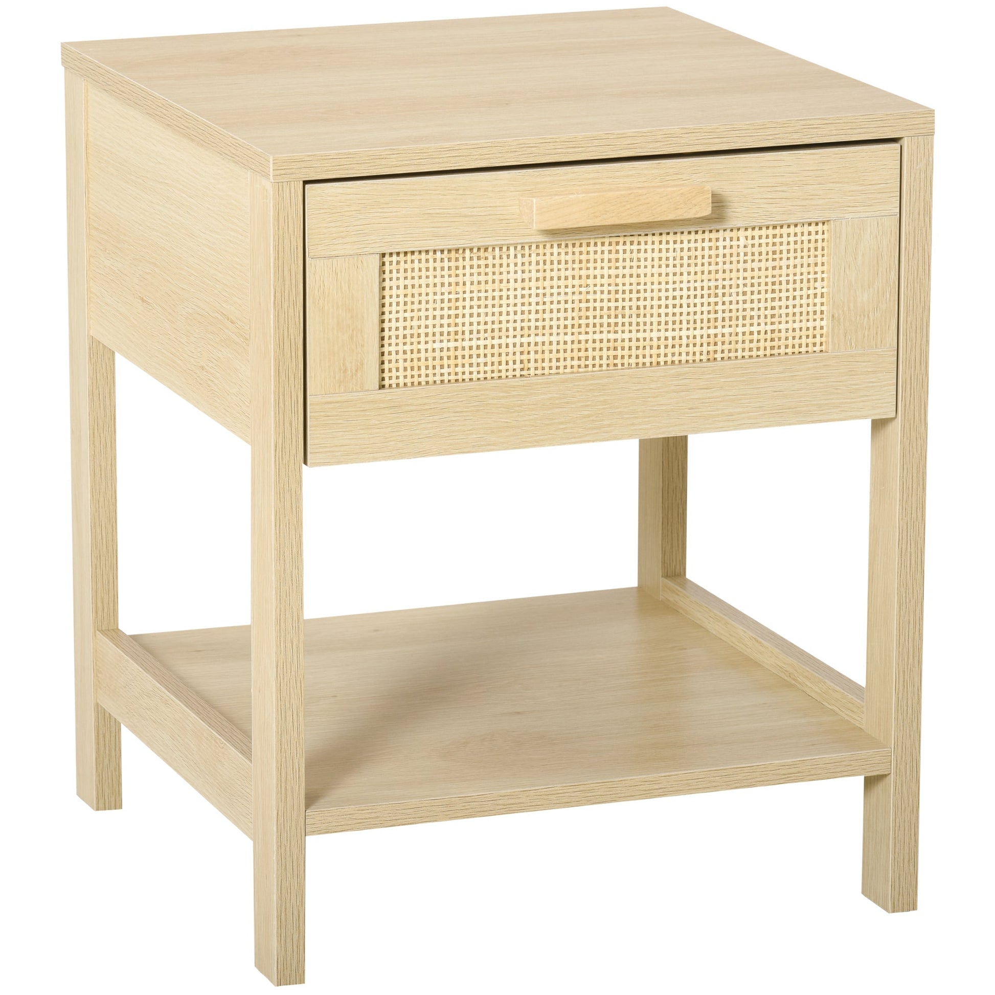 Narrow Nightstand, Bedside Table with Drawer and Storage Shelf for Bedroom, Natural Bedside Tables   at Gallery Canada