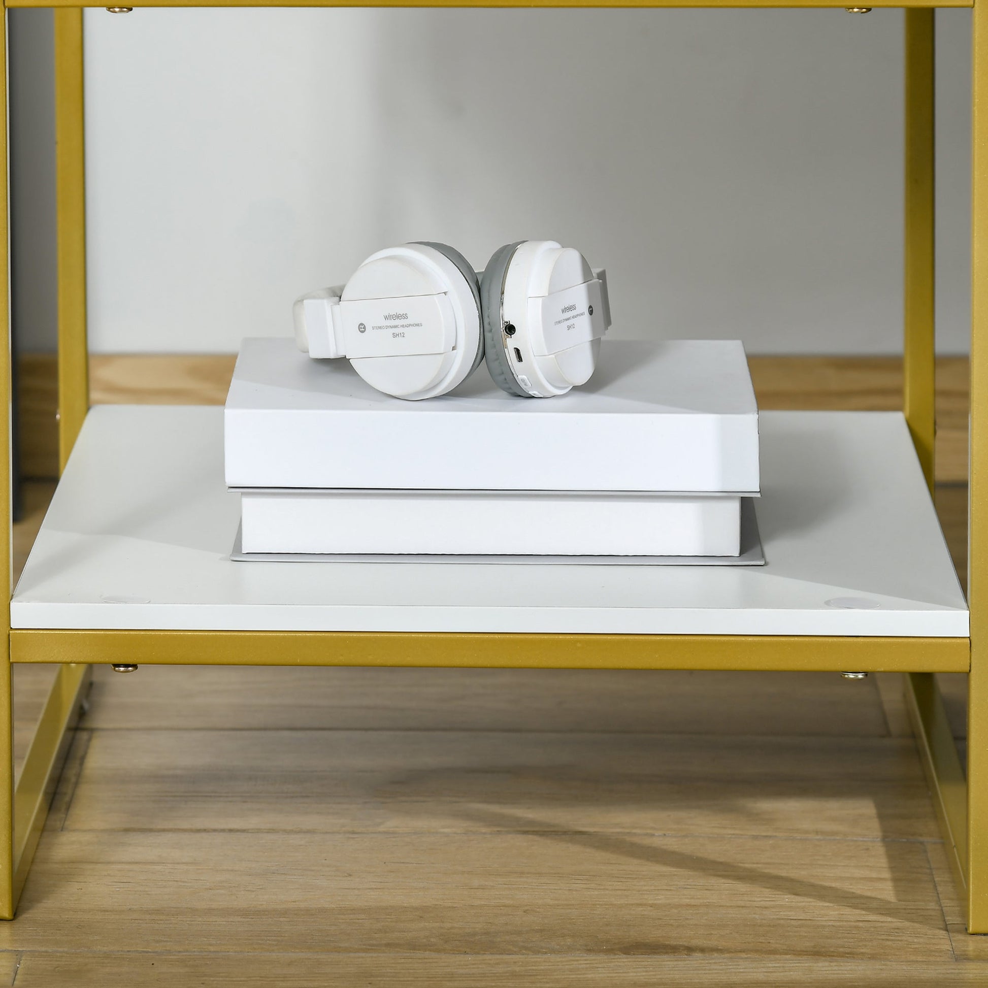 Nightstand Set of 2, Modern Bedside Table with Drawer and Shelf, Bedside Cabinets for Bedroom, White Bedside Tables   at Gallery Canada