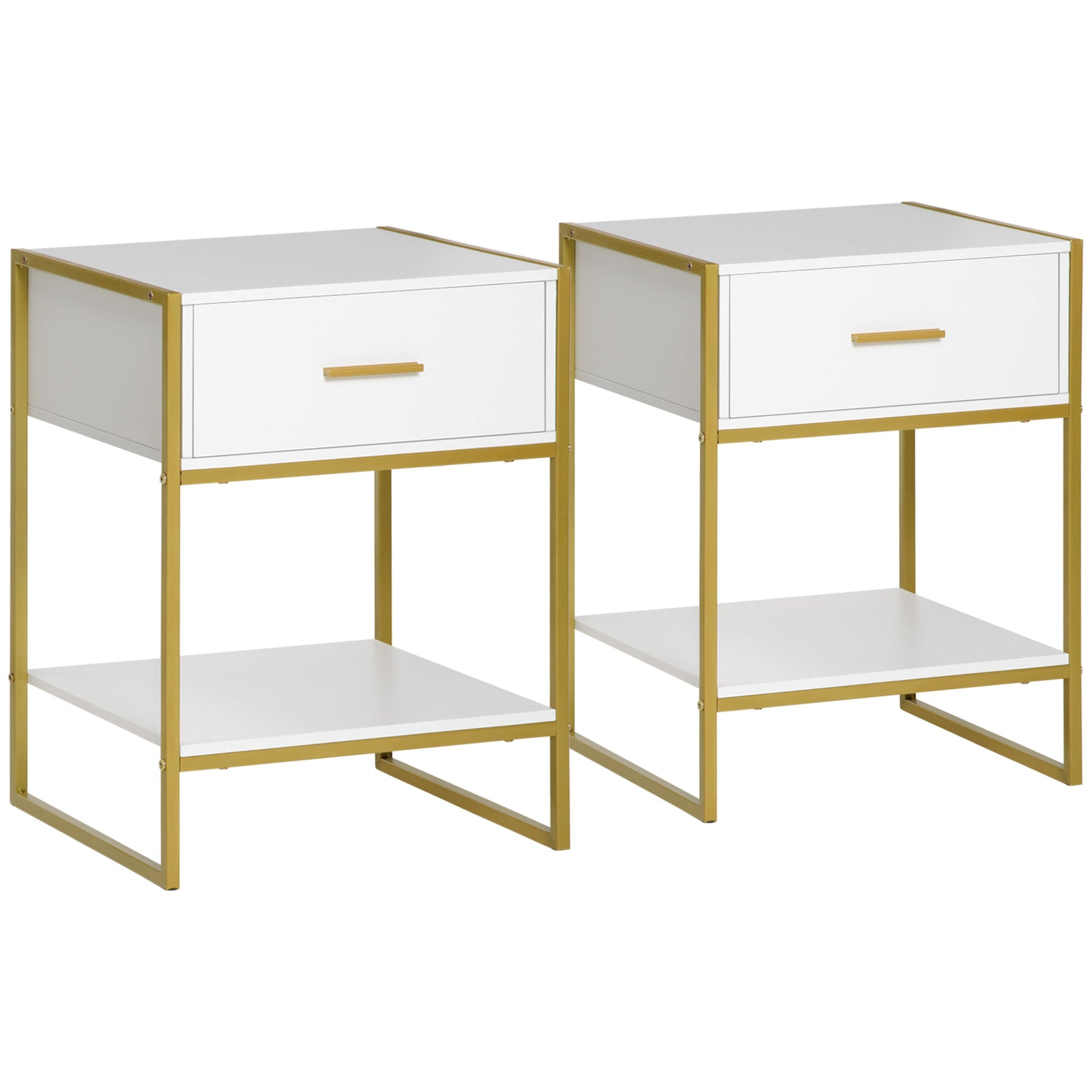 Nightstand Set of 2, Modern Bedside Table with Drawer and Shelf, Bedside Cabinets for Bedroom, White Bedside Tables Multi Colour  at Gallery Canada