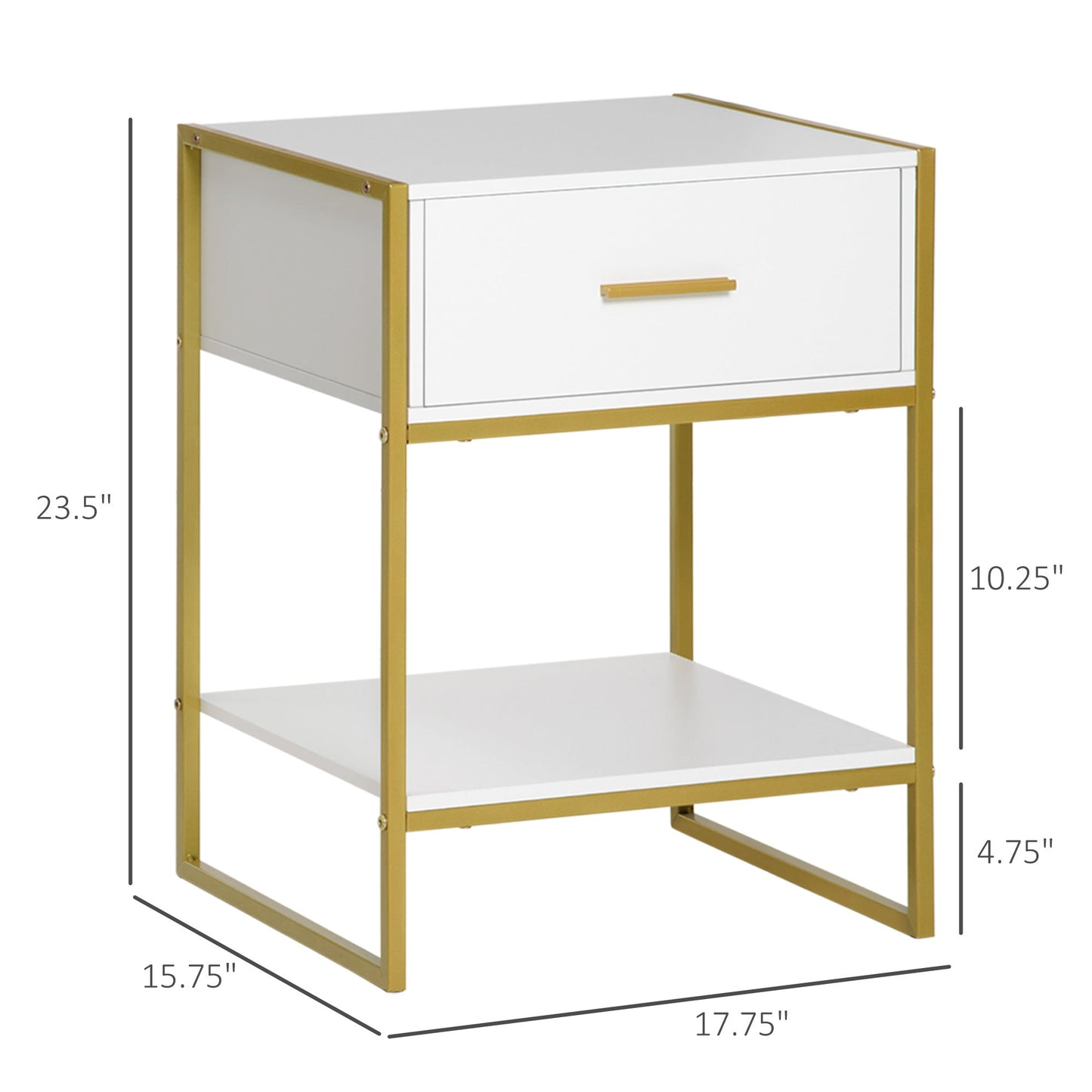 Nightstand Set of 2, Modern Bedside Table with Drawer and Shelf, Bedside Cabinets for Bedroom, White Bedside Tables   at Gallery Canada