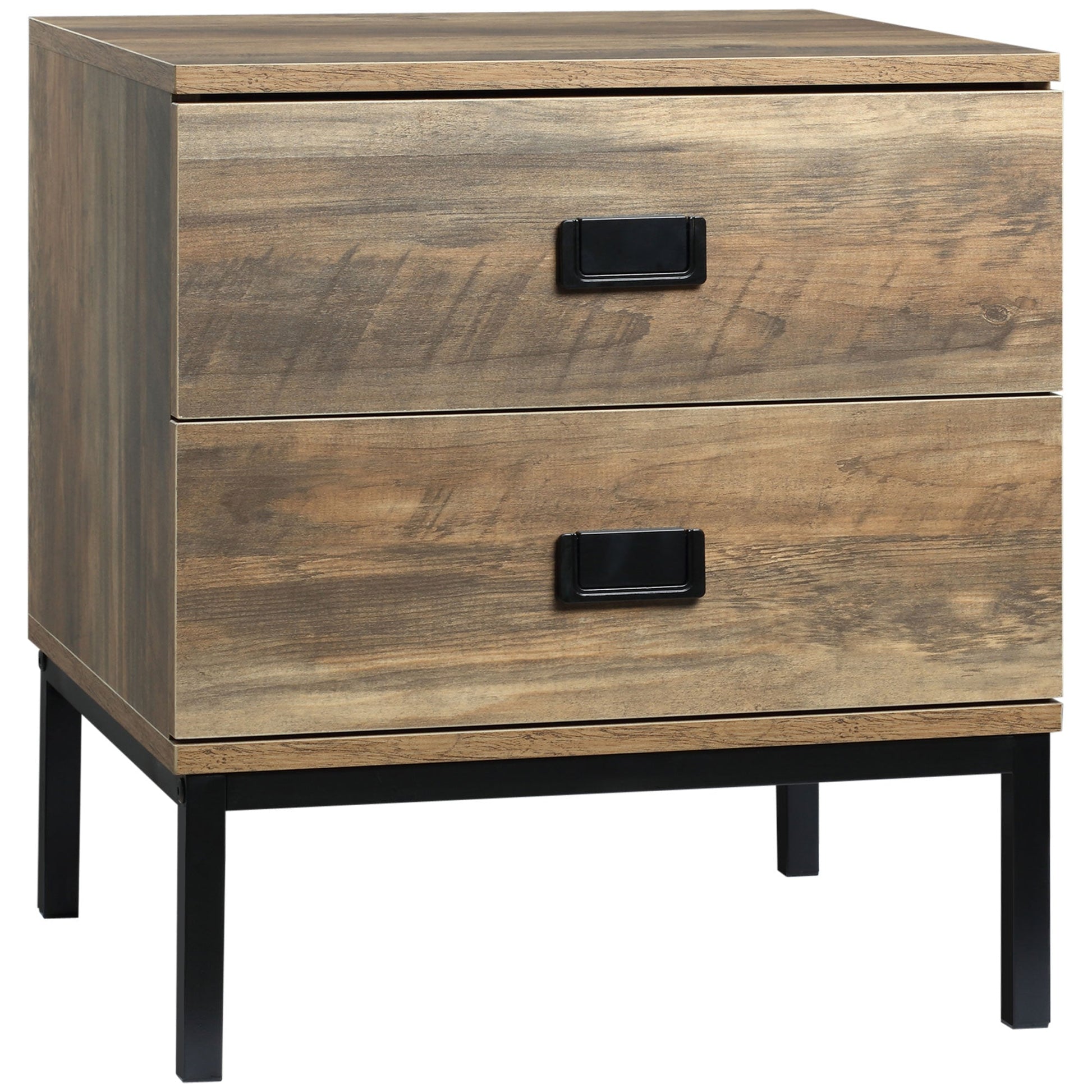 Nightstand with Storage, Retro Bedside Table, Side Table with 2 Drawers, Steel Frame for Bedroom, Coffee Bedside Tables Coffee  at Gallery Canada