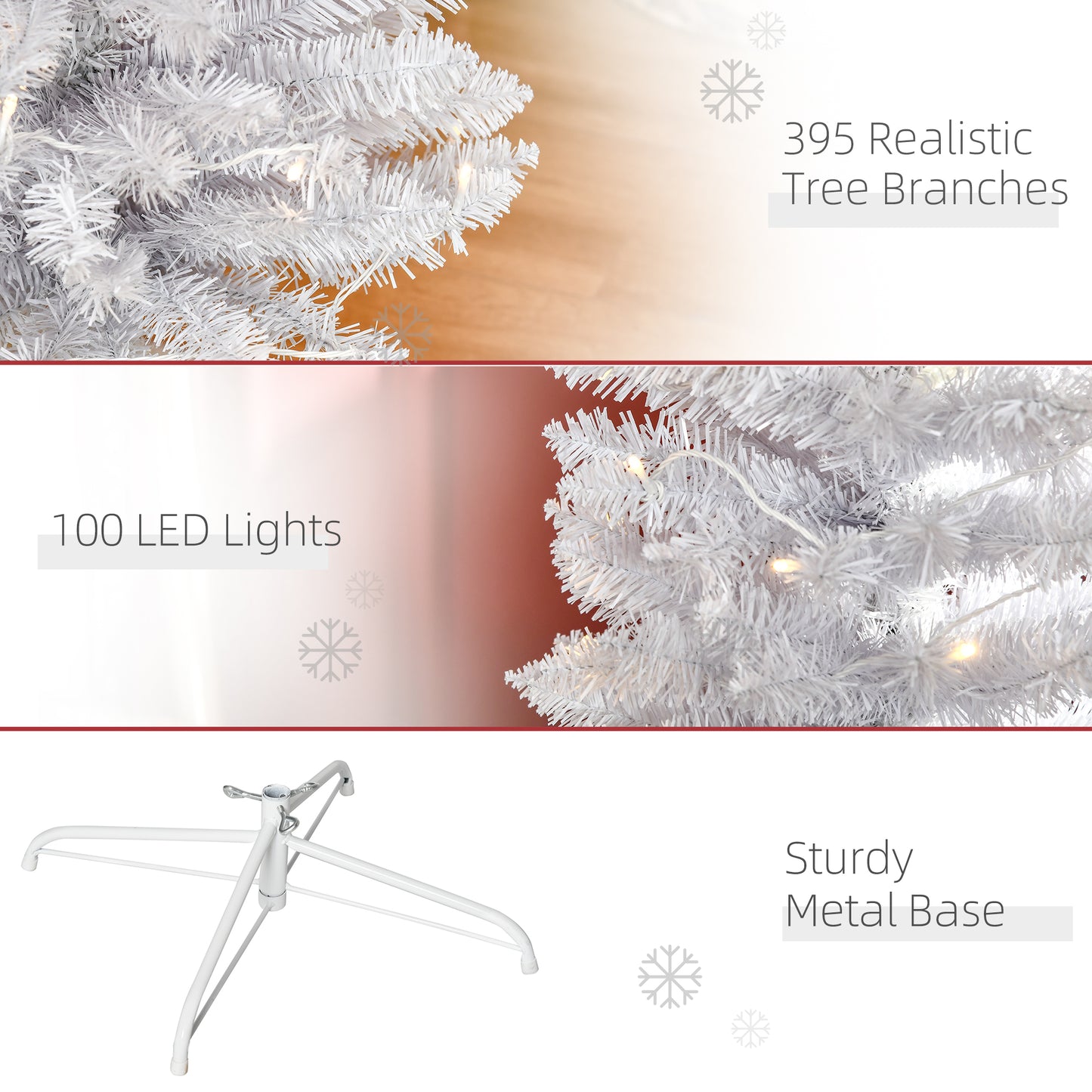 6ft Tall Prelit Pencil Artificial Christmas Tree, Holiday Décor with 395 Realistic Branches, 100 LED Lights, Foldable Metal Base, White Pre Lit Christmas Trees   at Gallery Canada