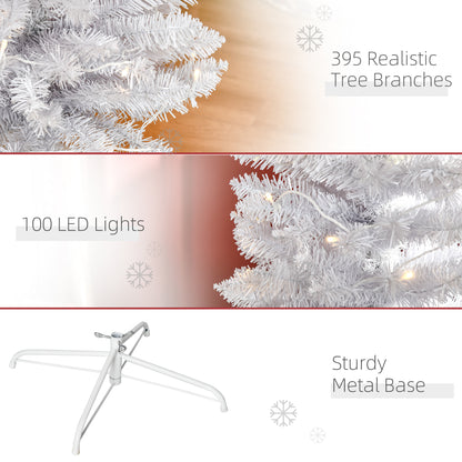 6ft Tall Prelit Pencil Artificial Christmas Tree, Holiday Décor with 395 Realistic Branches, 100 LED Lights, Foldable Metal Base, White Pre Lit Christmas Trees   at Gallery Canada