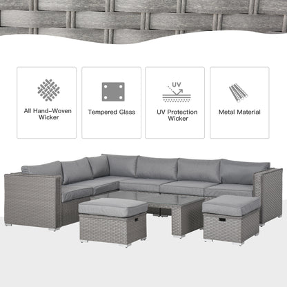 6 PCs Rattan Corner Sofa Set Outdoor Conservatory Furniture Grey Patio Furniture Sets   at Gallery Canada