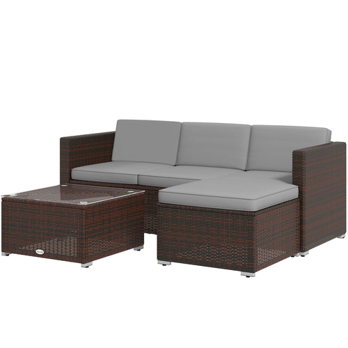 Patio Furniture w/ Soft Cushions, Corner Sofa Sets, Grey