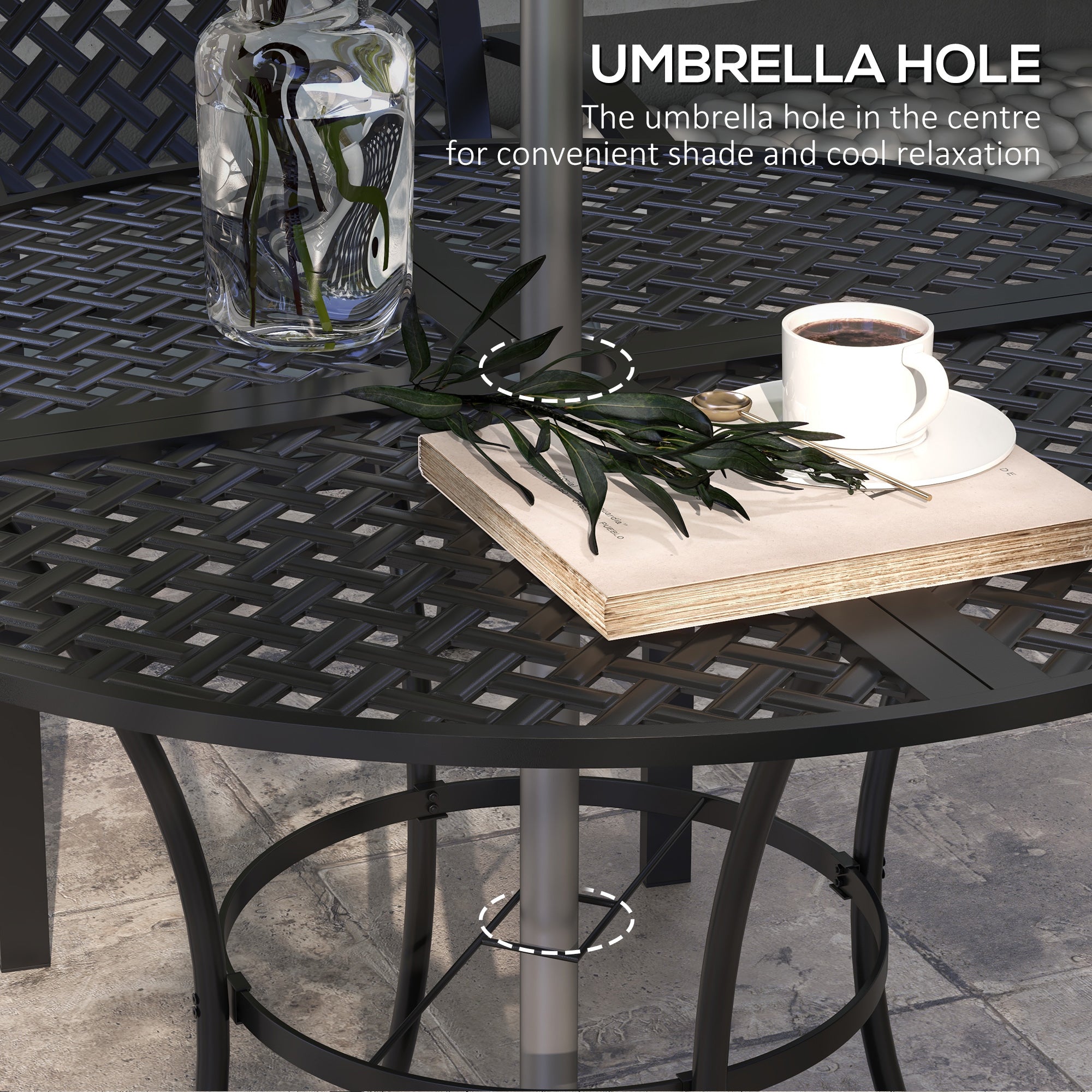 Stackable Cushioned Armchairs 5-Piece Outdoor Dining Set with Umbrella Hole, Grey Bistro Sets   at Gallery Canada