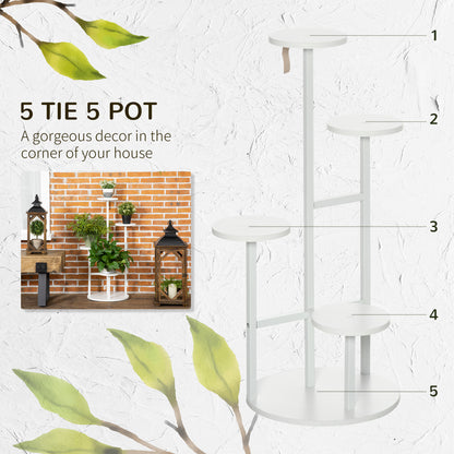 5 Tiered Tall Plant Stand, Corner Plant Shelf, Multiple Flower Pot Display Rack Storage Organizer w/ Anti-tip Strap for Living Room Porch Balcony Indoor Outdoor - Gallery Canada