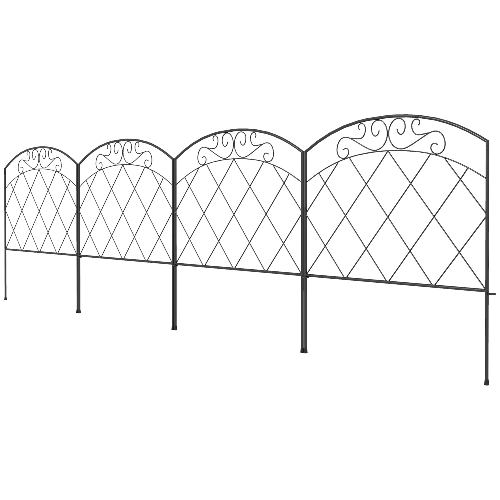 4 Pack Garden Fencing for Yard, Decorative Fence Panels as Animal Barrier and Flower Edging, Swirls Garden Fences Black  at Gallery Canada