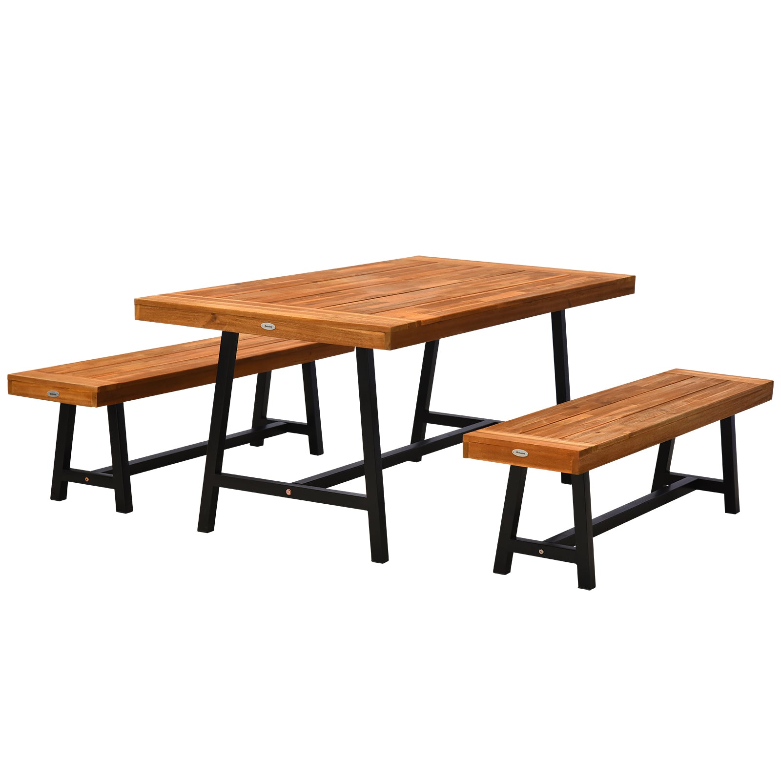 71'' Outdoor Picnic Table and Bench Set, Rustic Acacia Wood Beer Table Set for Patio, Backyard, Poolside, Natural Red Wood Bistro Sets Natural  at Gallery Canada