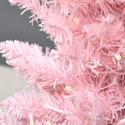 6' Pre Lit Artificial Pencil Christmas Trees, Xmas Tree with Realistic Branches and Warm White LED Lights, Pink Pencil Christmas Trees   at Gallery Canada