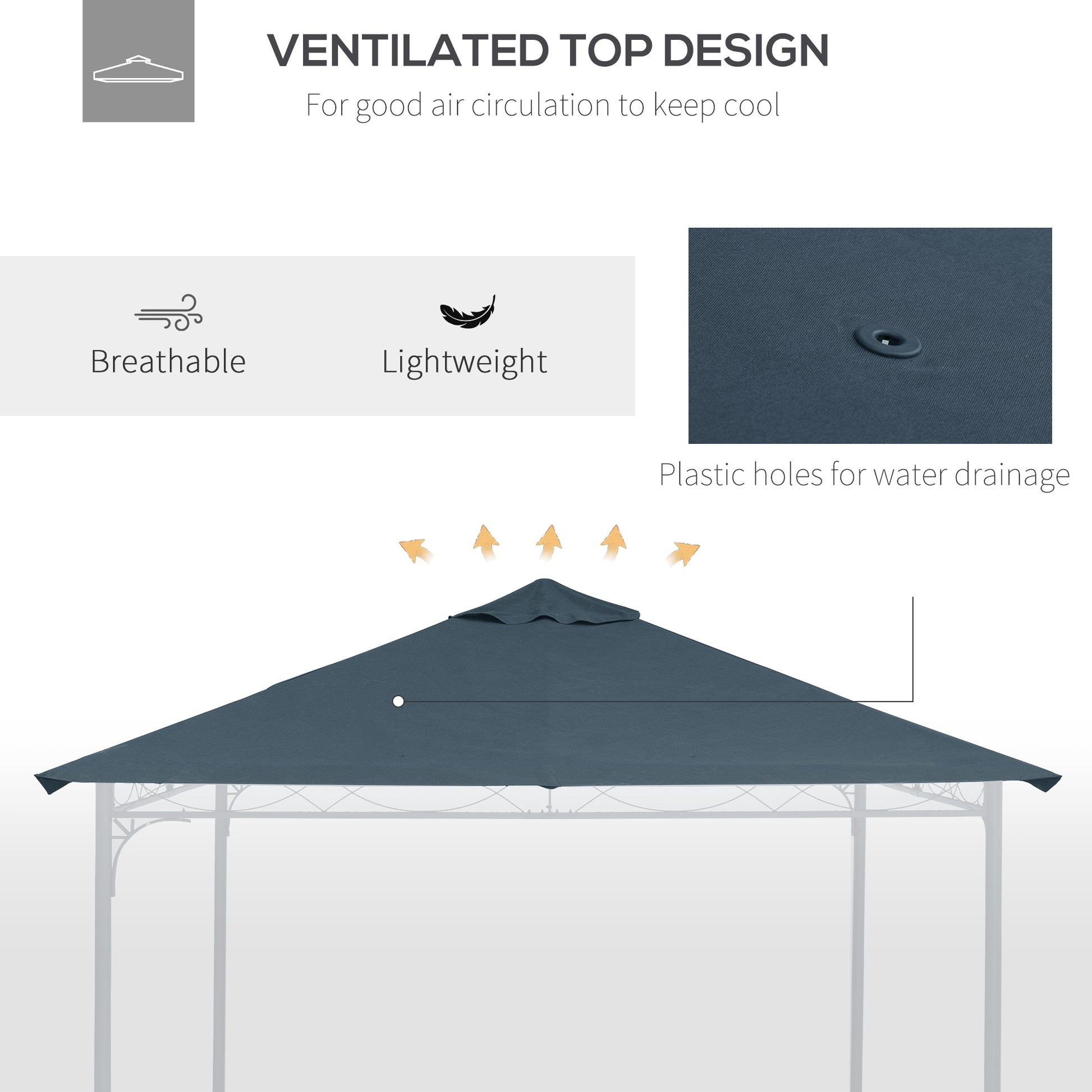 9.8' x 9.7' Square Gazebo Canopy Replacement UV Protected Top Cover Sun Shade Grey Gazebo Canopy Replacement   at Gallery Canada